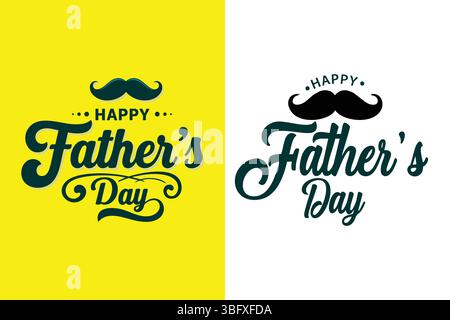 Buona festa del papà Typography Design con icona grafica baffi Illustrazione Vettoriale