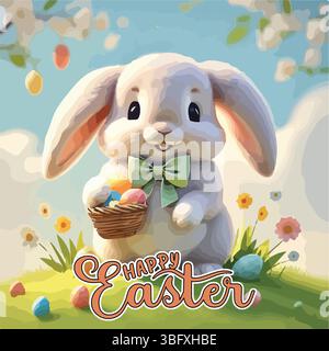 Buona Pasqua, simboli vettoriali, logo, badge e design lettering. Pasqua. Set di emblemi Label per Pasqua. Lettere di Pasqua e grafica lineare Illustrazione Vettoriale