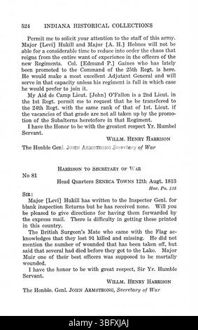 Questa edizione in due volumi compila messaggi e lettere di William Henry Harrison durante il suo governatorato dell'Indiana tra il 1800 e il 1816. Il volume 1 comprende da 1800 a 1811 e il volume 2 da 1812 a 1816. Comprende anche la corrispondenza dei governatori John Gibson e Thomas Posey. Foto Stock