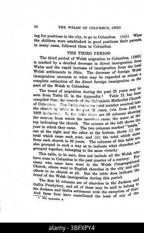La ricerca del reverendo Daniel Jenkins Williams del 1913 si concentra sull'assimilazione della comunità gallese a Columbus, Ohio, e la loro integrazione nella società americana attraverso la Chiesa metodista calvinistica gallese. Foto Stock
