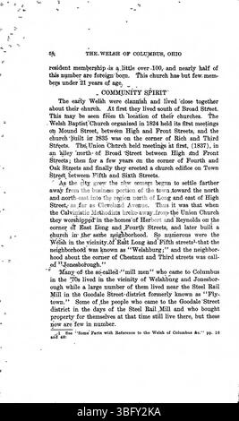 Lo studio del reverendo Daniel Jenkins Williams del 1913 esplora l'adattamento e l'assimilazione della comunità gallese a Columbus, Ohio, con particolare attenzione alle loro esperienze con la Chiesa metodista calvinistica gallese. Foto Stock