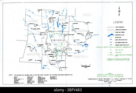 La relazione del 1991 "Water Beyond: Phase 2", redatta dalla divisione "acqua oltre il 2000", valuta diverse alternative per l'approvvigionamento idrico, compresi nuovi pozzi e bacini idrici per soddisfare la futura domanda idrica. Foto Stock