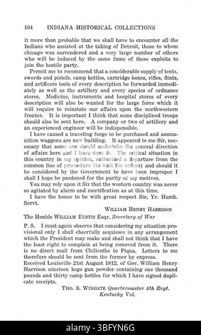 Questa edizione in due volumi del 1922 compila messaggi ufficiali e la corrispondenza di William Henry Harrison durante il suo governatorato dell'Indiana, che copre il 1800-1816, insieme agli scritti dei governatori John Gibson e Thomas Posey. Foto Stock