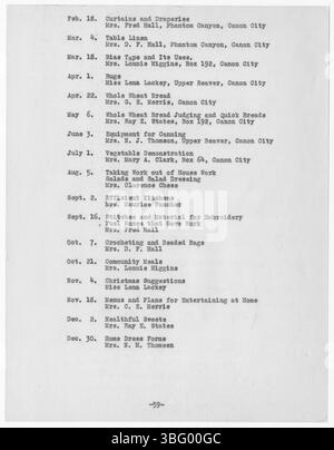 In questa pagina del rapporto annuale 1927 Fremont County Extension Service, redatto da Paul L. Smithers, vengono illustrati i risultati di workshop agricoli, dimostrazioni sul campo e seminari agricoli volti a incrementare la produttività nella regione. Foto Stock