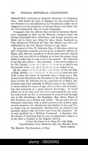 Questa edizione in due volumi del 1922 compila le lettere e i messaggi di William Henry Harrison del 1800-1816, coprendo il suo mandato come governatore dell'Indiana. Include ulteriore corrispondenza dai governatori John Gibson e Thomas Posey. Foto Stock