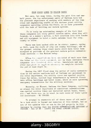 Questo numero dell'Indiana Law Enforcement Digest dell'agosto 1940 fornisce una panoramica del lavoro della polizia di Stato dell'Indiana, descrivendo dettagliatamente i diversi uffici, fornendo dati statistici e elencando le persone ricercate. Foto Stock
