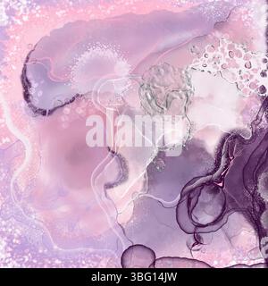 Sfondo artistico fluido astratto con macchie, bolle, linee fluide e schizzi Foto Stock