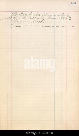 La pagina 136 riporta gli atti del Comitato esecutivo dell'Associazione Indiana degli spiritualisti il 24 febbraio 1891, comprese le mozioni e le decisioni. Foto Stock