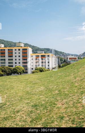 Daeseong-dong antiche Tombe e vista sulla città di Gimhae, Corea Foto Stock