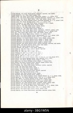 Il 1911 *Rushville City and Telephone Directory* fornisce i dettagli di contatto per aziende, chiese e scuole locali, insieme a una breve storia del sistema scolastico pubblico di Rushville. Foto Stock