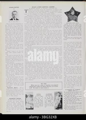 Jeffrey Service volume 5, da settembre 1918 ad agosto 1919, contiene articoli sulle attrezzature minerarie e sulle attività dei dipendenti della Jeffrey Company. La newsletter mette in evidenza squadre sportive, club ricreativi ed eventi sociali, tra cui feste e spettacoli musicali. Include fotografie e disegni dell'impianto, attrezzature, lavoratori e famiglie. Anche le notizie sulla prima guerra mondiale e gli arruolamenti dei dipendenti sono un obiettivo importante, che rende questa risorsa storica preziosa per l'azienda e Columbus. Foto Stock