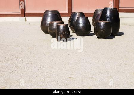 Jangdokdae, vasetti e Coreano Tradizionale architettura in Corea Foto Stock