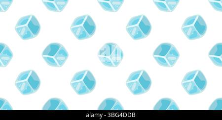 Motivo senza cuciture con grandi cubetti di ghiaccio su sfondo bianco. Sfondo vettoriale stile cartoni animati Illustrazione Vettoriale