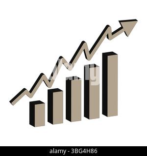 Icona del grafico di crescita. Simbolo della barra di sollevamento. Freccia di avanzamento del vettore. Forma del diagramma aziendale. Illustrazione Vettoriale