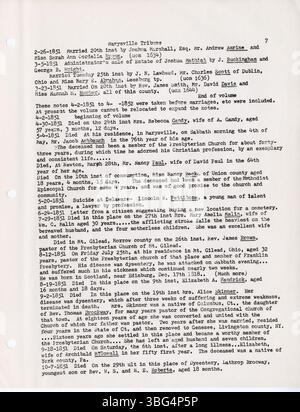 Il *Notes on Marysville Tribune* presenta ulteriori abstract di giornale dal 3 aprile 1850 al 5 settembre 1860. Compilato da Margaret Bouic, offre ulteriore documentazione di importanti eventi locali e questioni nel *Marysville Tribune* durante la metà del XIX secolo. Foto Stock