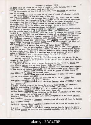 Questo segmento di *Notes on Marysville Tribune* continua la raccolta di abstract dal 3 aprile 1850 al 5 settembre 1860, come compilato da Margaret Bouic. Evidenzia eventi e questioni regionali significativi che sono stati trattati nel *Marysville Tribune* durante quel periodo di tempo. Foto Stock