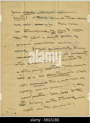 Una lettera di William Jackson Armstrong a Charles B. Galbreath, datata 19 marzo 1906. Armstrong consiglia Galbreath su questioni di lavoro. Armstrong, noto per il suo attivismo e la sua scrittura storica, viveva in California all'epoca. Foto Stock
