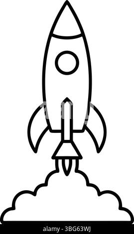 Illustrazione lancio minimalista Rocket, lancio di Rocket Illustrazione Vettoriale