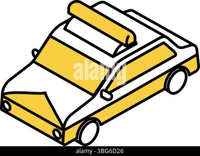 Icona del veicolo, semplice e simpatica icona isometrica di un'auto della polizia giapponese, illustrazione vettoriale Illustrazione Vettoriale