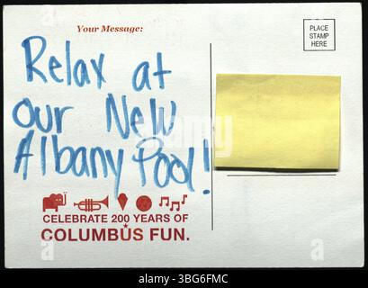 2012 cartolina creata da un Summer Reading Club VolunTeen per commemorare il 200° anniversario di Columbus, Ohio, come parte delle celebrazioni del bicentenario della città. Foto Stock