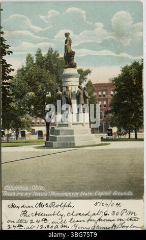La statua "Our Jewels", nota anche come "Ohio's Jewels", si trova nel Ohio Statehouse Grounds a Columbus. Scolpita da Levi Tucker Scofield, fu svelata all'esposizione Colombiana nel 1893 per onorare importanti uomini dell'Ohio che contribuirono in modo significativo durante la guerra civile. Foto Stock