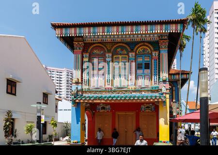 Ex Casa di Tan Teng Niah, un popolare luogo turistico a Little India, Singapore Foto Stock