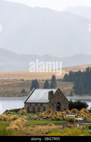 La Chiesa del buon Pastore sulle rive del Lago Tekapo sull'Isola del Sud della nuova Zelanda Foto Stock