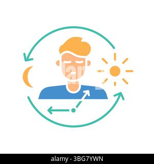 Icona piatta di colore ritmo circadiano per progetti digitali e di stampa. Icone di pulizia minime per applicazioni e siti Web. Icone semplici e moderne per UI UX e brandin Illustrazione Vettoriale