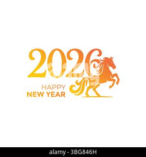 Felice anno nuovo 2026 . L'anno del cavallo Illustrazione Vettoriale