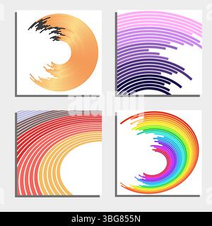 Set di quattro splendidi sfondi astratti. Cerchi di luce astratti del flash. Illustrazione vettoriale. Illustrazione Vettoriale