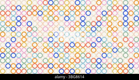 Divertente sfondo astratto con forme geometriche colorate e cerchi. Design vettoriale semplice e divertente in colori vivaci e alla moda Illustrazione Vettoriale