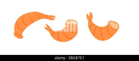 Forme diverse di gamberi mostrate in un colorato stile piatto Illustrazione Vettoriale