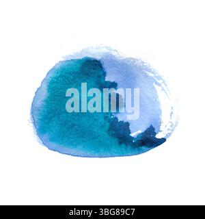 Acquerello blu dinamico con pigmento lucido e pennellata moderna, perfetto per design ispirato all'oceano, arte audace o grafica minimalista Foto Stock