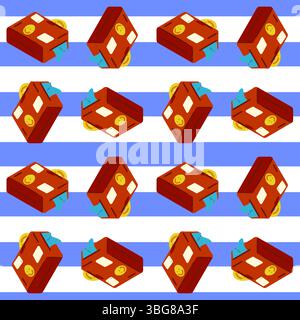 Design con motivo per bagagli in cartone animato senza cuciture Illustrazione Vettoriale