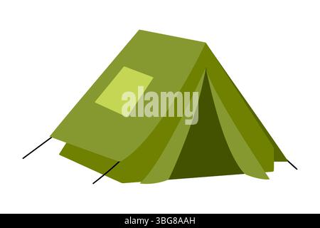 Icona Cartoon Green Camping Tent Illustrazione Vettoriale