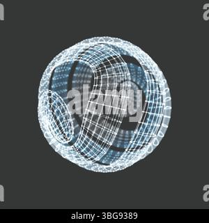 3D sfera. Global connessioni digitali. Concetto tecnologico. Illustrazione Vettoriale. Illustrazione Vettoriale