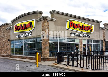 Kingston, Canada - 1 giugno 2025: Dingaling's Chicken Wings in Princess Street a Kingston, Ontario, è un ristorante di proprietà locale che vende ali di pollo Foto Stock