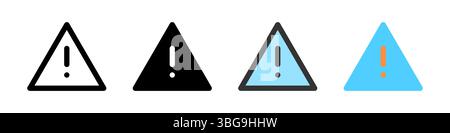 Icona impostata per l'avvertenza. Ideale per applicazioni, avvisi o messaggi di errore. Illustrazione Vettoriale