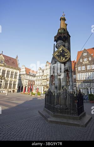 Statua di Roland, mercato della città anseatica di Brema, Germania, Europa Foto Stock