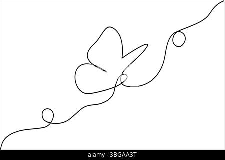 Farfalla a linea continua che disegna immagini vettoriali semplici e minime Illustrazione Vettoriale