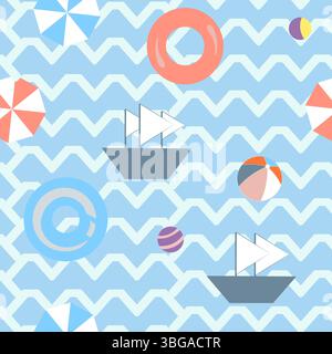 Pattern senza interruzioni senza sfondo, un gioco a tema marino Illustrazione Vettoriale
