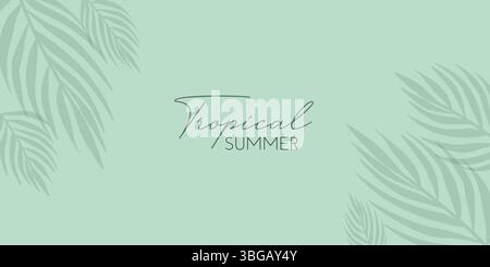 Sfondo estivo minimalista con foglie di palma Illustrazione Vettoriale