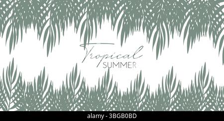 Foglie verdi tropicali che formano una cornice Illustrazione Vettoriale