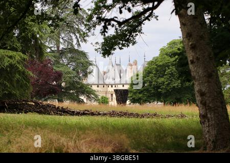 Chateau Chaumont-sur-Loire, adagiato su ampi terreni, ospita ora una collezione di sculture di importanza internazionale Foto Stock