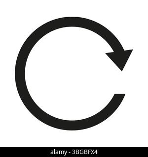 Icona freccia circolare. Simbolo del vettore di rotazione. Ripetere la direzione della forma. Segno di movimento del loop. Illustrazione Vettoriale
