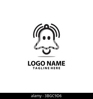 vettore di disegno del logo bell ghost Illustrazione Vettoriale