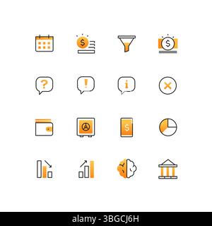 Affari e finanza - linea stile design set di icone Illustrazione Vettoriale