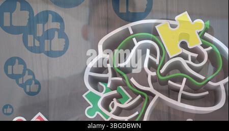 Immagine di un puzzle colorato sull'uomo con smartphone Foto Stock