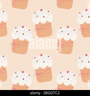 Torta pasquale colorata disegnata a mano con decorazioni Sprinkles sfondo perfetto per le feste pasquali. Illustrazione vettoriale isolata per festività pasquali o feste sfondi, biglietti d'auguri, banner, opuscolo Illustrazione Vettoriale