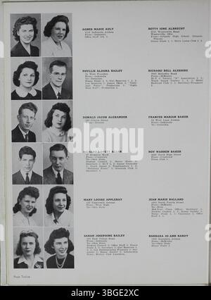 L'annuario del 1942 della North High School, The Memory Book, riflette l'architettura e la storia del Romanesque Revival della scuola all'interno del distretto scolastico di Columbus. Foto Stock